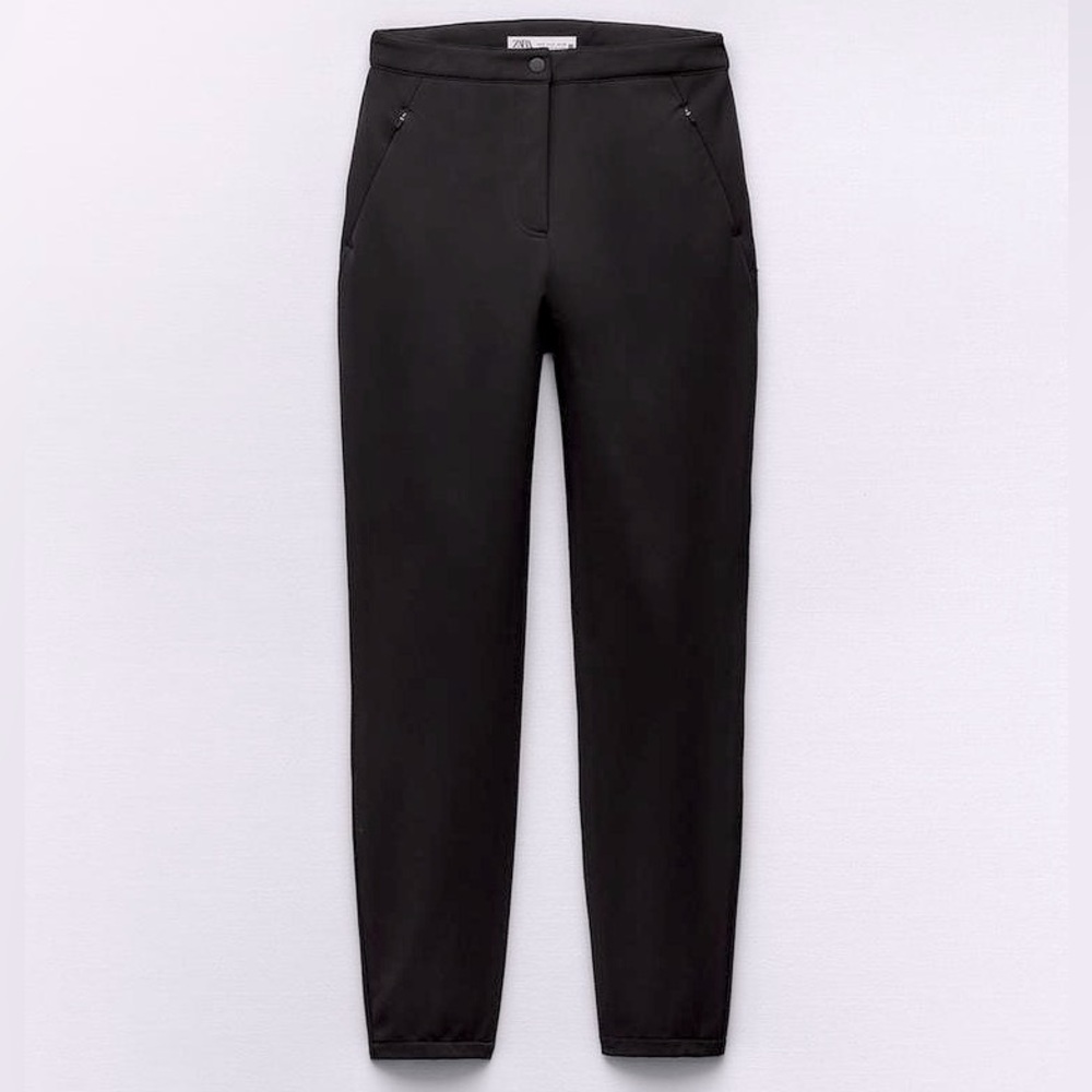 Zara WINDPROOF AND WATERPROOF SLIM PANTS SKI COLLECTION Black New